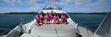group of women on yacht