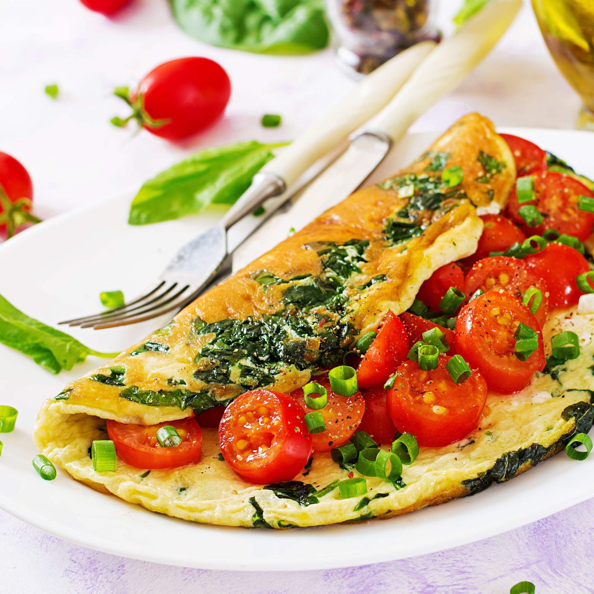 Masala Omelette with Spinach and Tomatoes