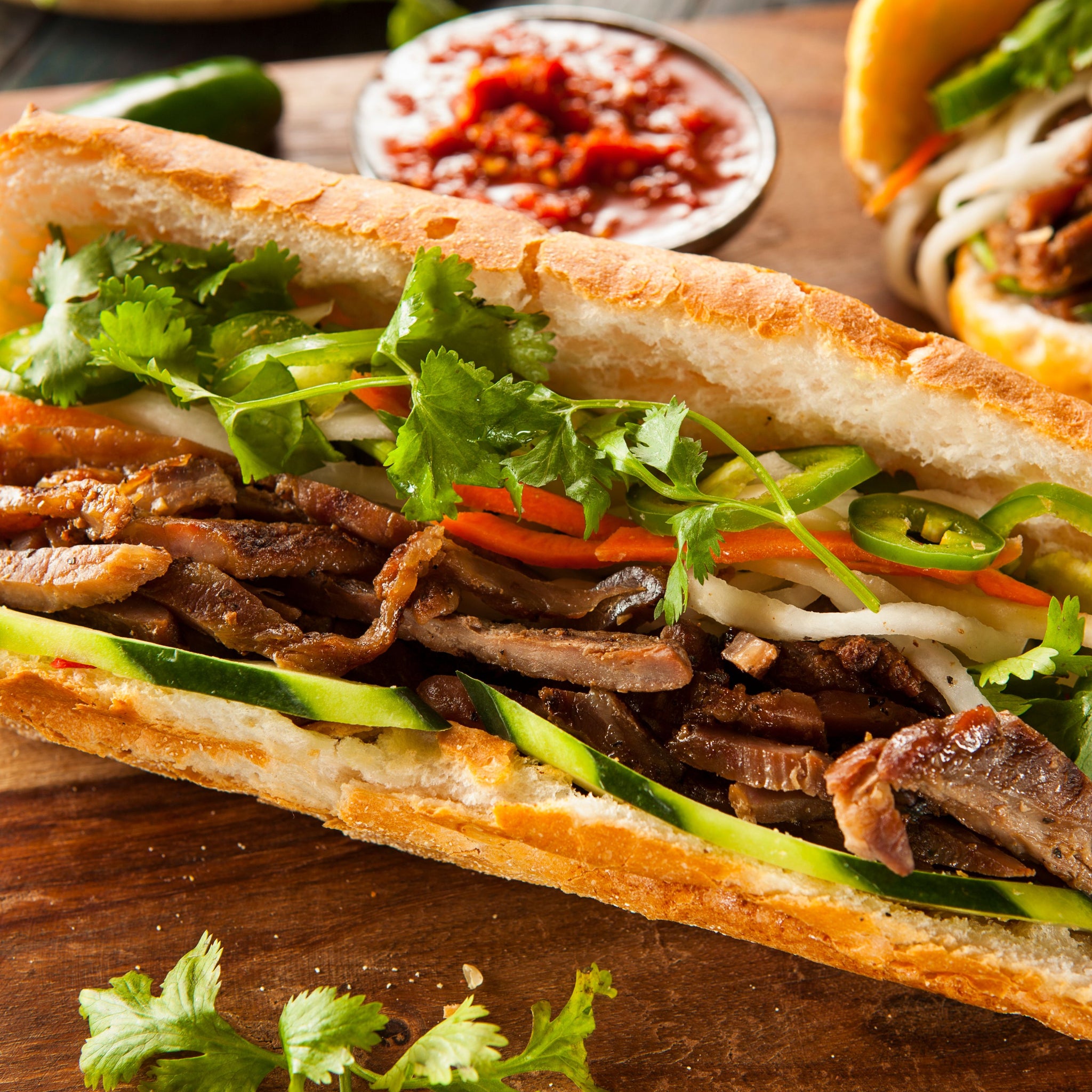 Vietnamese Grilled Pork Banh Mi Sandwich