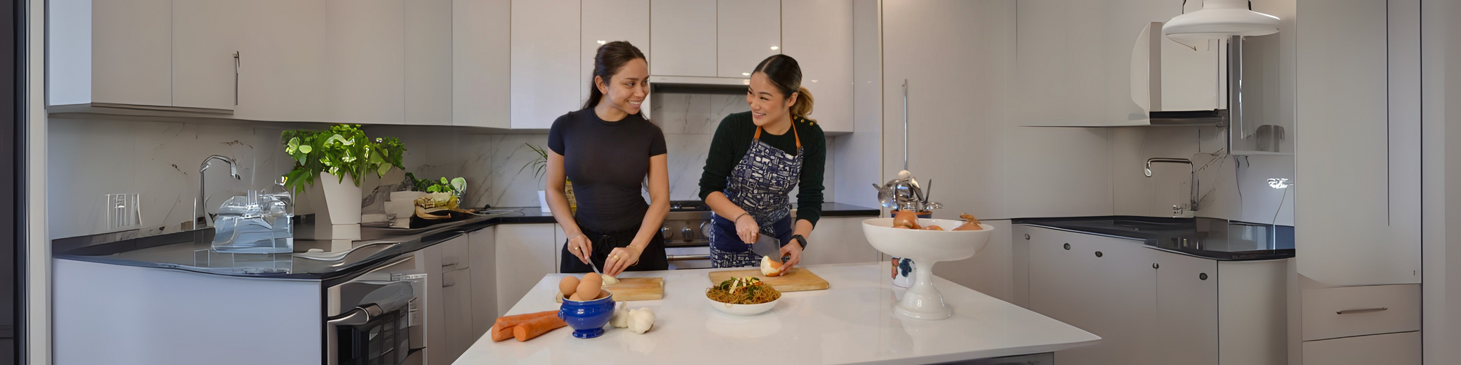 two ladies making food